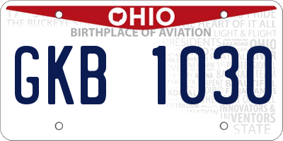 OH license plate GKB1030