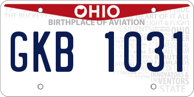 OH license plate GKB1031