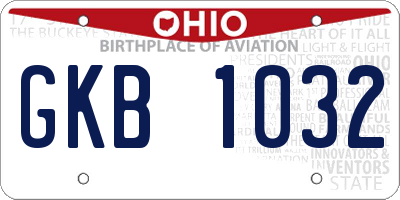 OH license plate GKB1032