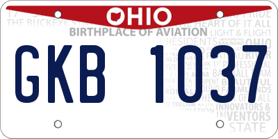 OH license plate GKB1037