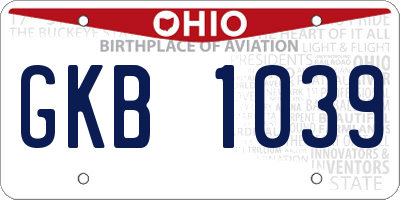 OH license plate GKB1039
