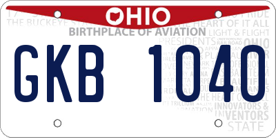OH license plate GKB1040
