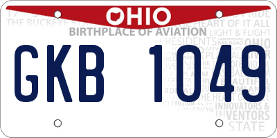 OH license plate GKB1049