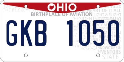 OH license plate GKB1050
