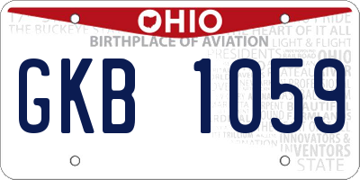 OH license plate GKB1059