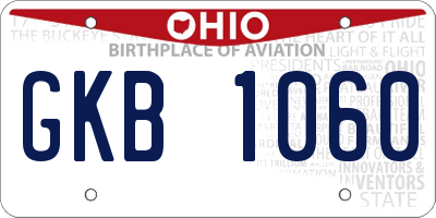 OH license plate GKB1060