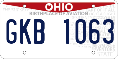 OH license plate GKB1063