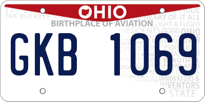 OH license plate GKB1069