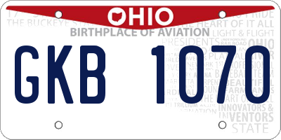 OH license plate GKB1070