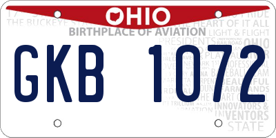 OH license plate GKB1072