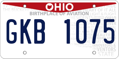 OH license plate GKB1075