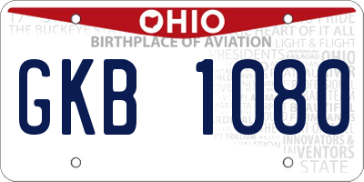 OH license plate GKB1080