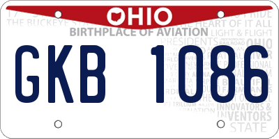 OH license plate GKB1086