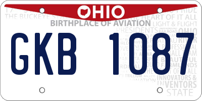OH license plate GKB1087
