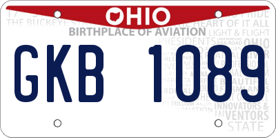 OH license plate GKB1089