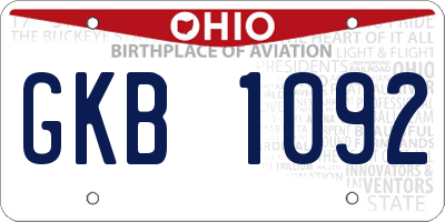 OH license plate GKB1092