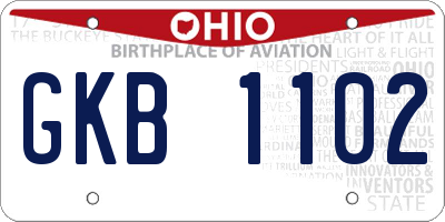 OH license plate GKB1102