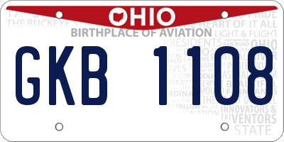 OH license plate GKB1108