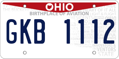 OH license plate GKB1112
