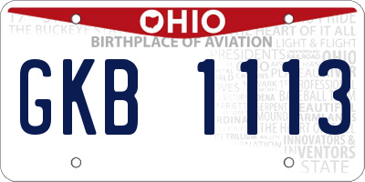 OH license plate GKB1113