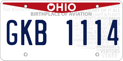 OH license plate GKB1114