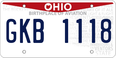 OH license plate GKB1118