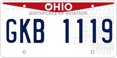 OH license plate GKB1119
