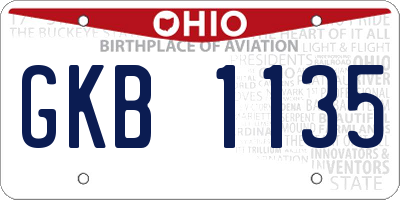 OH license plate GKB1135