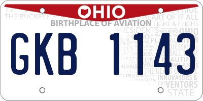 OH license plate GKB1143