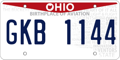 OH license plate GKB1144