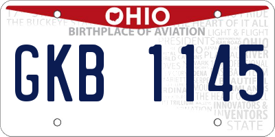 OH license plate GKB1145