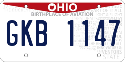 OH license plate GKB1147