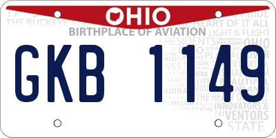 OH license plate GKB1149