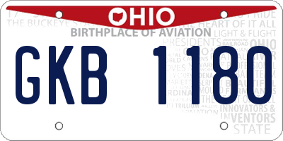 OH license plate GKB1180