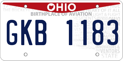 OH license plate GKB1183