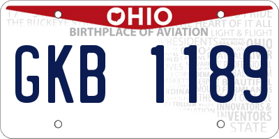 OH license plate GKB1189