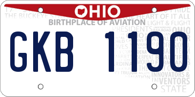 OH license plate GKB1190