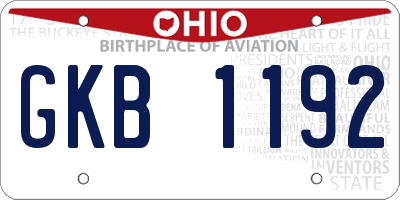 OH license plate GKB1192
