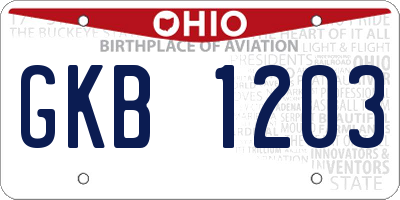OH license plate GKB1203
