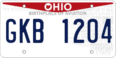 OH license plate GKB1204