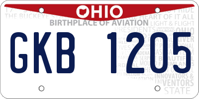OH license plate GKB1205