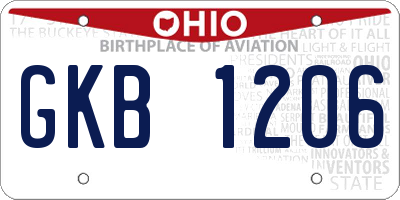 OH license plate GKB1206