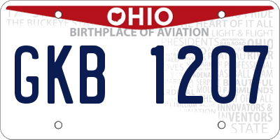 OH license plate GKB1207