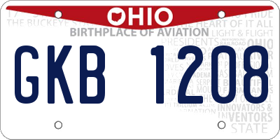 OH license plate GKB1208