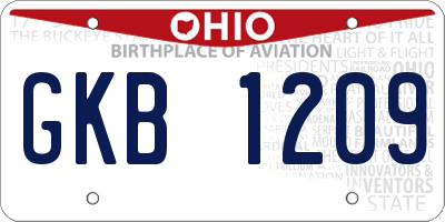 OH license plate GKB1209