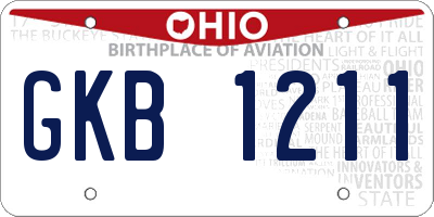 OH license plate GKB1211