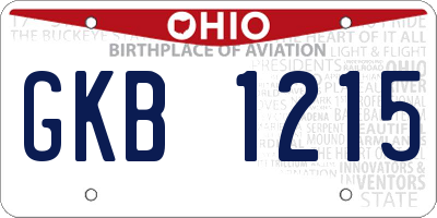 OH license plate GKB1215