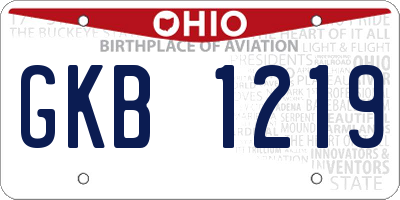 OH license plate GKB1219