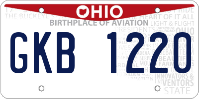 OH license plate GKB1220