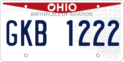 OH license plate GKB1222